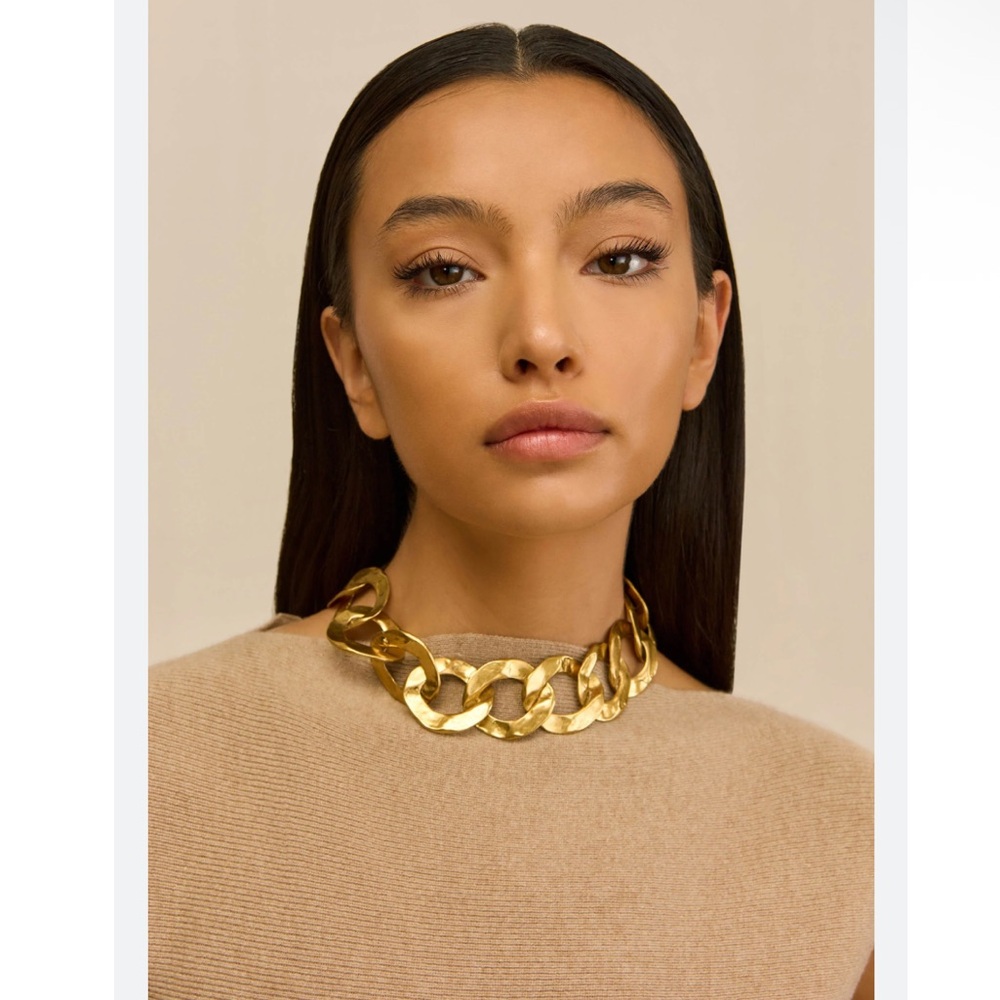 Cult Gaia Dulce Choker Chain Link Hammered Metal Necklace NEW in box $298 MSRP - Picture 2 of 6